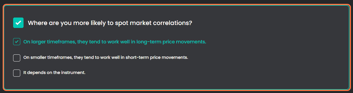 Where are you more likely to spot market correlations